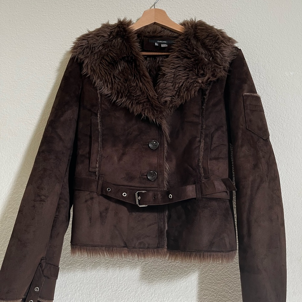 Zara Dark Brown Teddy Jacket